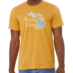 "Michigan Rocks Petoskey Stone" Men's Crew T-Shirt