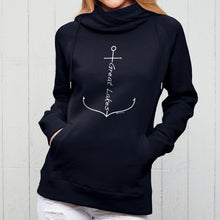 Load image into Gallery viewer, &quot;Great Lakes Anchor&quot; Women&#39;s Fleece Funnel Neck Pullover Hoodie