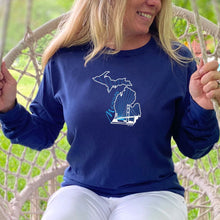 Load image into Gallery viewer, &quot;Michigan Mighty&quot; Relaxed Fit Stonewashed Long Sleeve T-Shirt