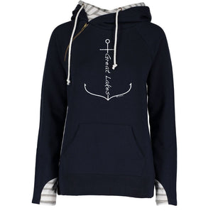 "Great Lakes Anchor" Women's Striped Double Hood Pullover