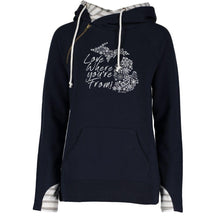 Load image into Gallery viewer, &quot;Michigan Love Where You&#39;re From&quot; Women&#39;s Striped Double Hood Pullover