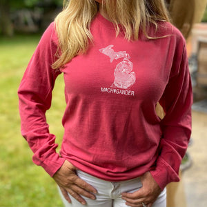 "Michigander To The Core" Relaxed Fit Stonewashed Long Sleeve T-Shirt