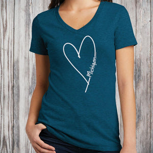 "Michigan Made With Love" Women's V-Neck
