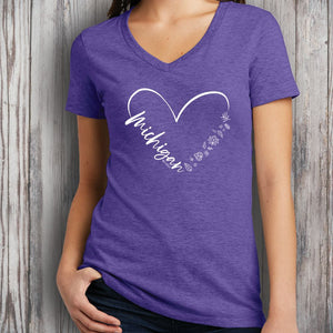 "Fall In Love With Michigan" Women's V-Neck