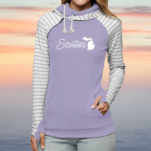 "Smitten With The Mitten" Women's Striped Double Hood Pullover