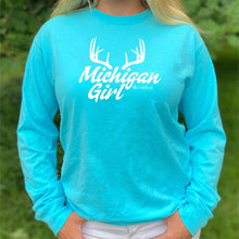 Load image into Gallery viewer, &quot;Michigan Girl Antler&quot; Relaxed Fit Stonewashed Long Sleeve T-Shirt