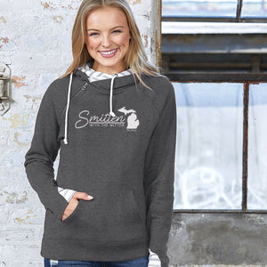 "Smitten With The Mitten" Women's Striped Double Hood Pullover